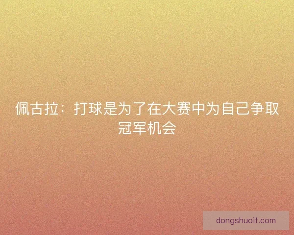 佩古拉：打球是为了在大赛中为自己争取冠军机会